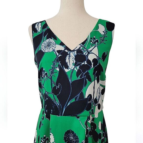Coldwater Creek Kelly Green Floral V-neck Sleeveless Tie Maxi Dress Size 8 - Picture 6 of 10